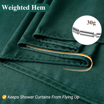 Naturoom Linen Shower Curtain 72 Inch Long for Bathroom Dark Green 1 Panel