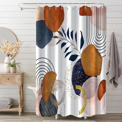 Boho Navy Blue Shower Curtain for Bathroom 72x78 Inch