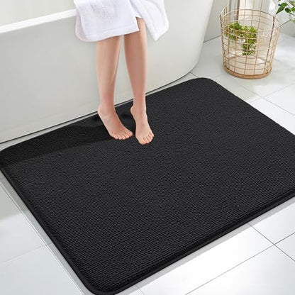 OLANLY Memory Foam Large Bathroom Rugs 40x32, Absorbent Bath Mat, Black