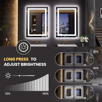 LOAAO 20"X28" LED Bathroom Mirror with Lights, UL Listed