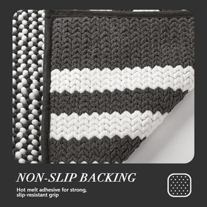 BSICPRO Bathroom Rugs, 17x24 Chenille Bath Mats, Dark Grey