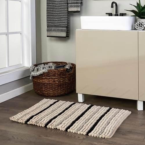 SKL Home Roseville Bath Rug, Plush Chenille, Anti-Slip, 20" x 30", Tan