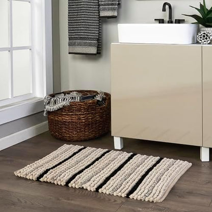 SKL Home Roseville Bath Rug, Plush Chenille, Anti-Slip, 20" x 30", Tan