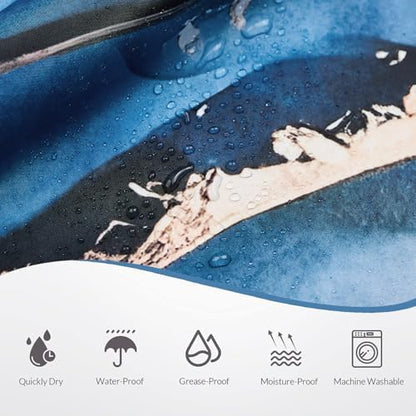 Blue Marble Shower Curtain, Modern Abstract Luxury Blue Gold Ink Texture Watercolor Art Bathroom Curtains Ombre Machine Washable Waterproof Fabric Bathtub Curtain Set with Hooks 66" Wx72 L
