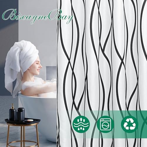 Fabric Modern Shower Curtain-Black and White Shower Curtains for Bathroom