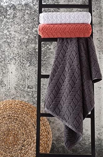 BAGNO MILANO Turkish Cotton Bath Towels, Hand Towels - Soft Plush Jacquard Collection - Highly Absorbent Towel Set (Grey, Bath Sheet 35x70)