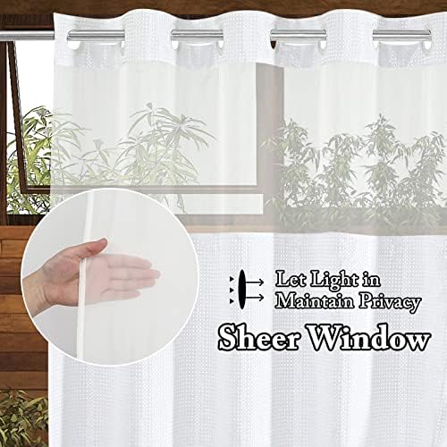 Gibelle No Hook Cloth White Shower Curtain with Liner, 36x74