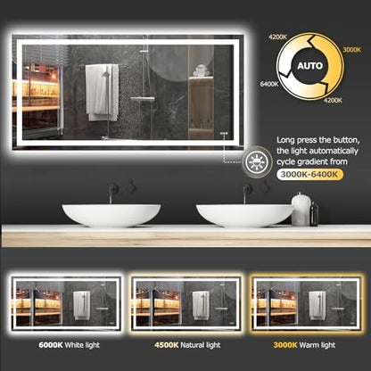 Hivone 72"X36" LED Bathroom Mirror with Lights, UL Listed