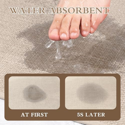 chakme Bathroom Rugs Mat 47x17, Ultra Thin Non Slip Bath Mats Runner Quick Dry Absorbent Bath Mat for Bathroom Floor, (Light Beige, 47"x17")