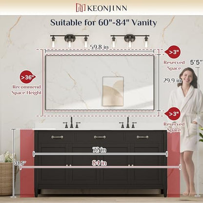 Keonjinn 60x30 Inch Black Bathroom Mirror for Over Sink, HD Tempered Glass