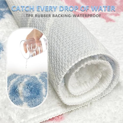 APROPHIC Blue Pumpkin Bath Mats, Fall Bathroom Decor, Non-Slip Microfiber Bath Rugs, Autumn Thanksgving Bathroom Rug for Shower, Tub, Sink, Decor, Machine Washable, 17x24 inch
