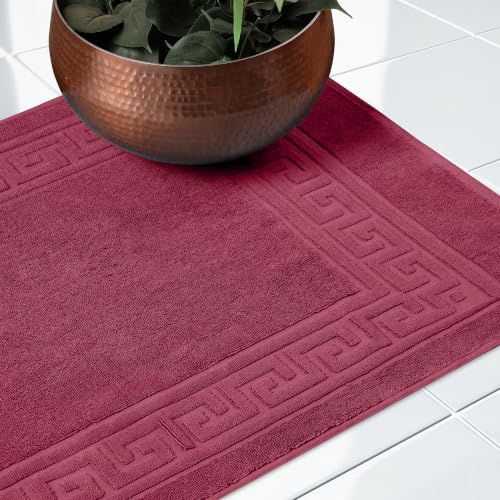 Superior Heavyweight Cotton Bath Mats, 2-Piece Rugs For Bathroom Accessories, Washable Rug For Shower, Toilet, Modern Decor, No Backing, Luxury Hotel And Spa Quality, Set of 2, 22" x 35", Burgundy