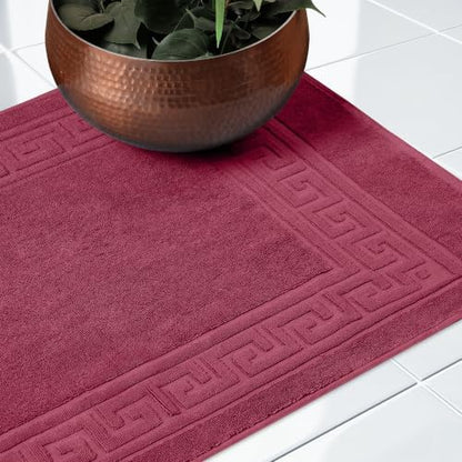 Superior Heavyweight Cotton Bath Mats, 2-Piece Rugs For Bathroom Accessories, Washable Rug For Shower, Toilet, Modern Decor, No Backing, Luxury Hotel And Spa Quality, Set of 2, 22" x 35", Burgundy