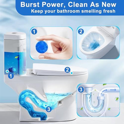 Msvvko Toilet Bowl Cleaner Tablets 32 Packs-85oz, Ultra-Clean Blue Cleaners for Deodorizing & Descaling, Long-Lasting Automatic Toilet Tank Cleaners, Against Tough Stains