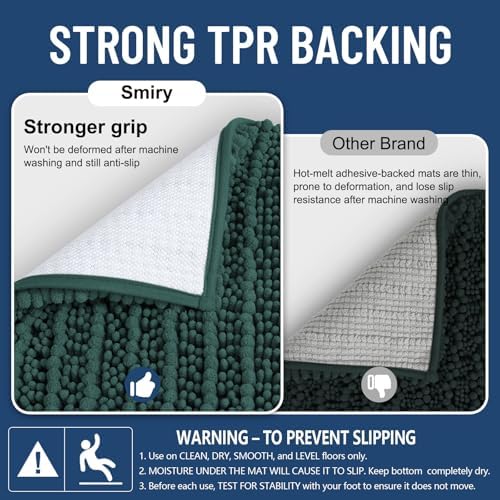 Smiry Bathroom Rugs 24X16, Extra Soft Rubber Backing Chenille Bath Mats
