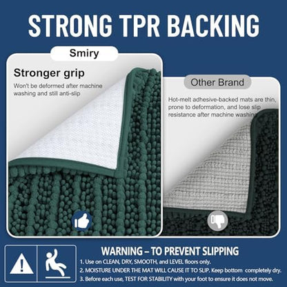 Smiry Bathroom Rugs 24X16, Extra Soft Rubber Backing Chenille Bath Mats