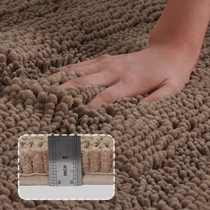 Turquoize Bathroom Runner Rug 17"x47", Soft Absorbent Chenille Bath Rug