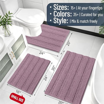 Smiry Thick Chenille Bathroom Runner Rugs 47x24, Soft Bath Mat, Deep Plum