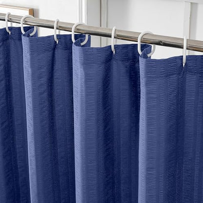 Aiyufeng Royal Blue Long Fabric Shower Curtain 72x78 inches Long, Hotel Quality, Washable, Water Repellent, Soft Blue Spa Bathroom Curtains with 12 Button Holes, 72x78 in
