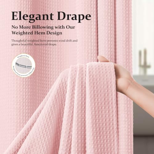 Dynamene Long Waffle Shower Curtain 256 GSM Heavy Fabric 72x80 Pink