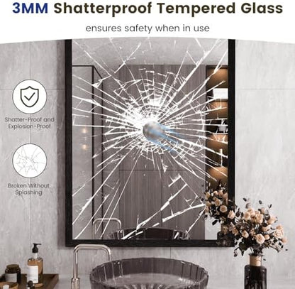 WEER Matte Black Bathroom Vanity Mirror 22X30 Inch
