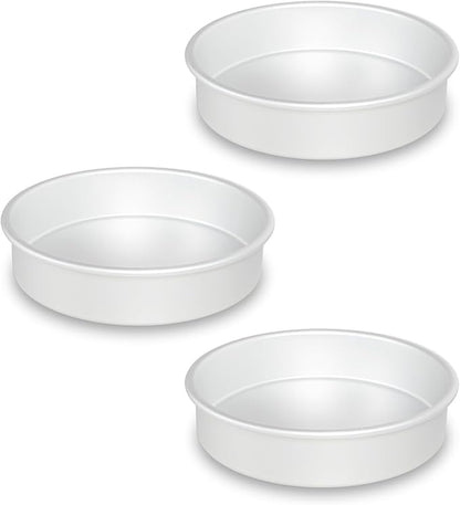 8 x 2 Inch Round Cake Pans Set of 3, Aluminum Round Cake Tin, Baking Cake Pan for Wedding, Party, Family Occasions, Chocolate, Bread. (Round, 8×2 Round Cake Pan, Set of 3)