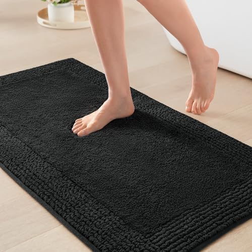 Madison Park Splendor Reversible 100% Cotton Bath Rug, 17 x 24, Black