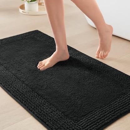 Madison Park Splendor Reversible 100% Cotton Bath Rug, 17 x 24, Black