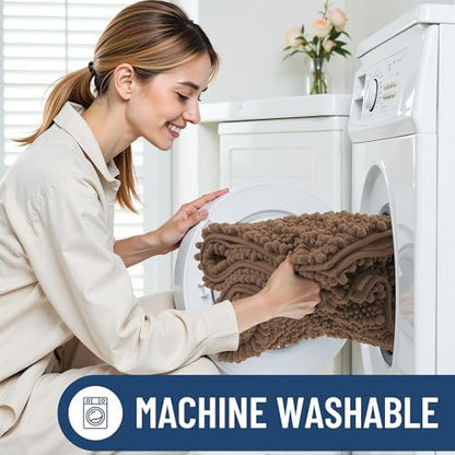 Smiry Bathroom Rugs 59X24, Extra Soft Rubber Backing Chenille Bath Mats