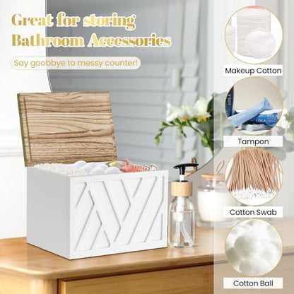 Jorkol Tampon Holder for Bathroom Decor, Feminine Product Organizer with Lid, Shark Week Tampon Storage, Wood Pad and Tampon Organizer for Toilet Organizer, Bathroom Accessories Box for Girl Stuff