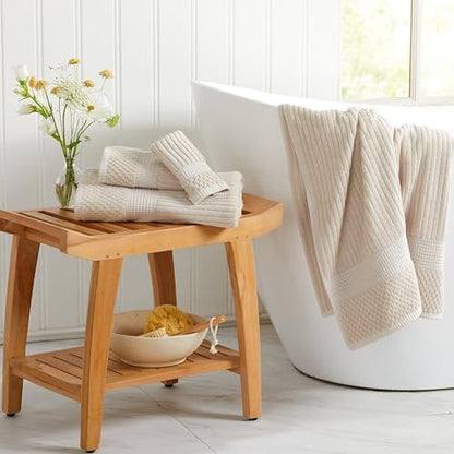 Springtree Home 100% Cotton Hand Towel Set | 6-Pack | Textured | Beige
