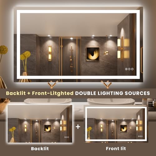 LOAAO 50"X30" LED Bathroom Mirror with Lights, UL Listed