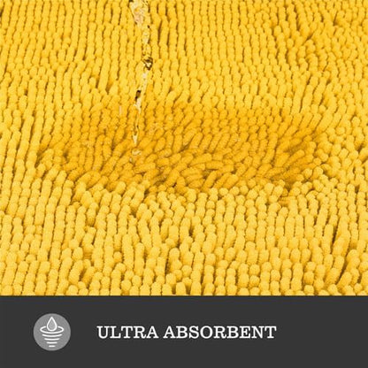 Yeaban Chenille Yellow Bathroom Rug 17"x24", Non-Slip Rubber Backing