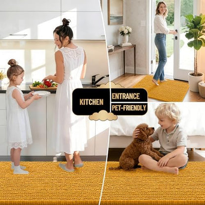 OLANLY Thick Chenille Absorbent Bathroom Rugs Mat 36x24, Golden Yellow