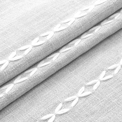Farmhouse Tassel Linen Shower Curtain,3D Embroidery Stripe Light Grey,72x72