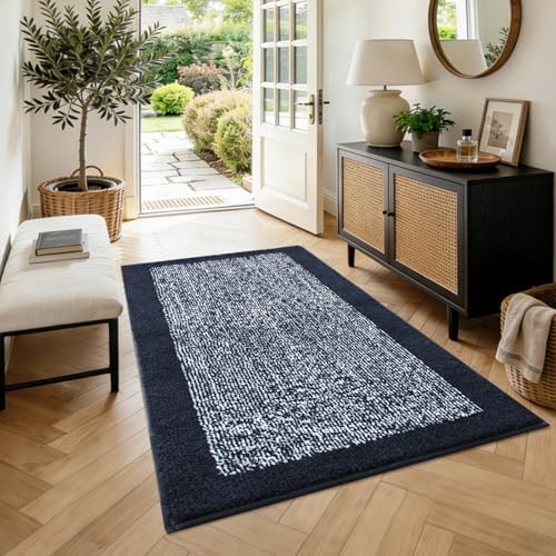 48x32 Bathroom Rugs Non Slip Washable, Soft Absorbent Bath Mat Dark Blue