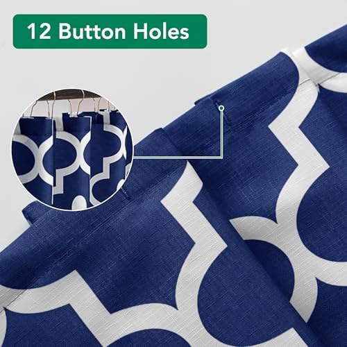 Fabric Modern Shower Curtain-Navy and White Shower Curtains for Bathroom
