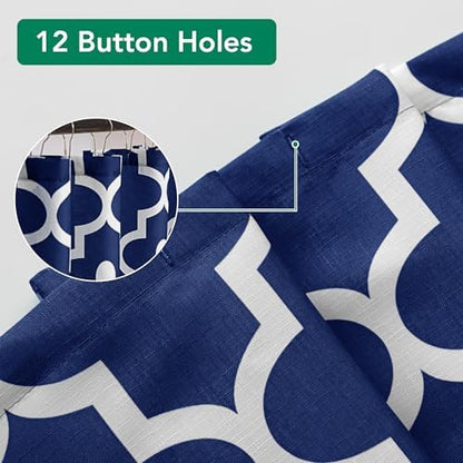 Fabric Modern Shower Curtain-Navy and White Shower Curtains for Bathroom
