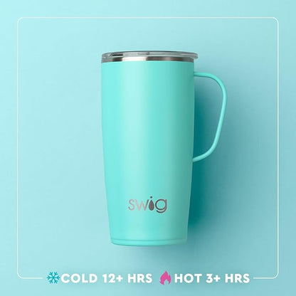 Swig Life 22oz Travel Mug, Insulated Tumbler with Handle and Lid, Cup Holder Friendly, Dishwasher Safe, Stainless Steel, Travel Coffee Cup, Insulated Mug with Lid (Let's Go Girls)