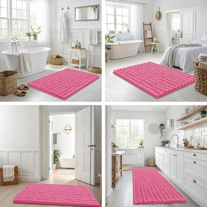 Smiry Bathroom Rugs 34X21, Extra Soft Rubber Backing Chenille Bath Mats