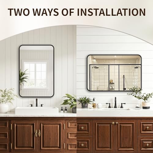 FICTOR Bathroom Mirror for Over Sink, 20"x30" Vanity Mirror for Wall, Black