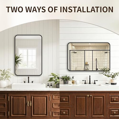 FICTOR Bathroom Mirror for Over Sink, 20"x30" Vanity Mirror for Wall, Black