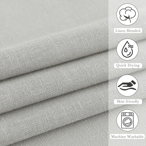 KGORGE Linen Blend Semi-Sheer Shower Curtains Grey for Bathroom