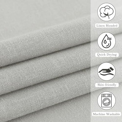 KGORGE Linen Blend Semi-Sheer Shower Curtains Grey for Bathroom