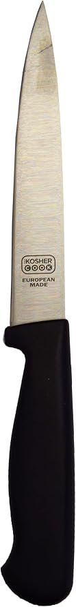 The Kosher Cook Black Kitchen Knife – 6” Steak and Vegetable Knife - Razor Sharp Pointed Tip, Straight Edge - Color Coded Kitchen Tools