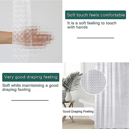 Clear Shower Curtain Liner, 100% Waterproof EVA 3D Shower Curtains with 3 Duty Heavy Bottom Magnets and 12 Rust Proof Grommets, 72x72 Weighted Shower Liner for Shower Stall, Bathtubs
