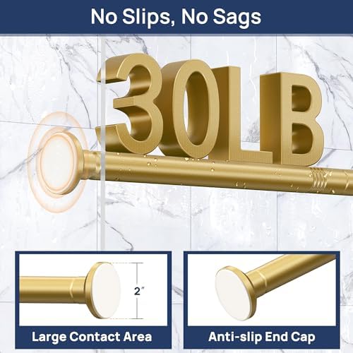 ENJOYBASICS 1" Gold Shower Curtain Rod, 30-88" Adjustable, Secure Tension
