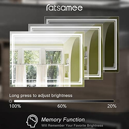 Ratsamee 110"x40" LED Bathroom Mirror with Lights, Backlit + Front Lit
