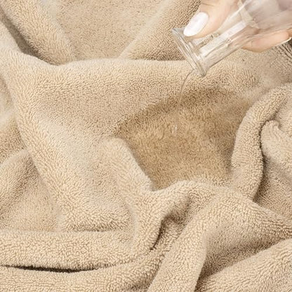 American Soft Linen Salem Turkish Bath Towel Set, 100% Cotton 600 GSM 6 Piece Towels for Bathroom, 2 Bath Towels 2 Hand Towels 2 Washcloths, Beige