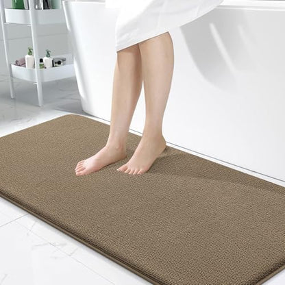 OLANLY Memory Foam Bathroom Runner Rug 47x24, Absorbent Long Bath Mat, Tan